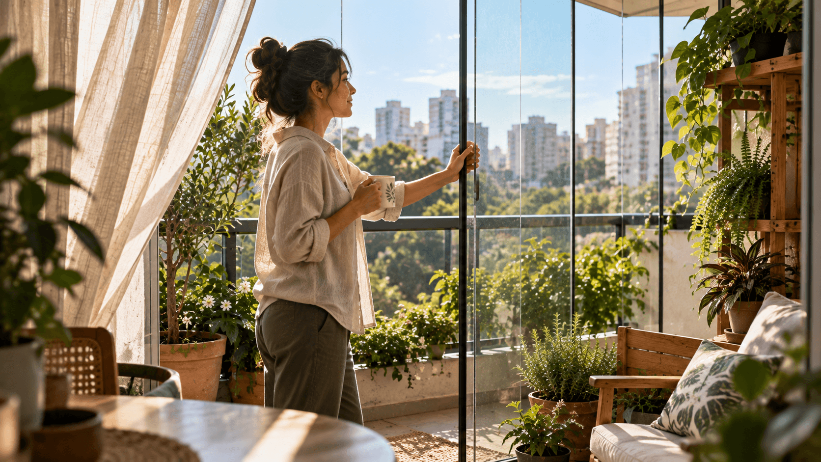Varanda aberta ou envidraçada: o que muda para as plantas?