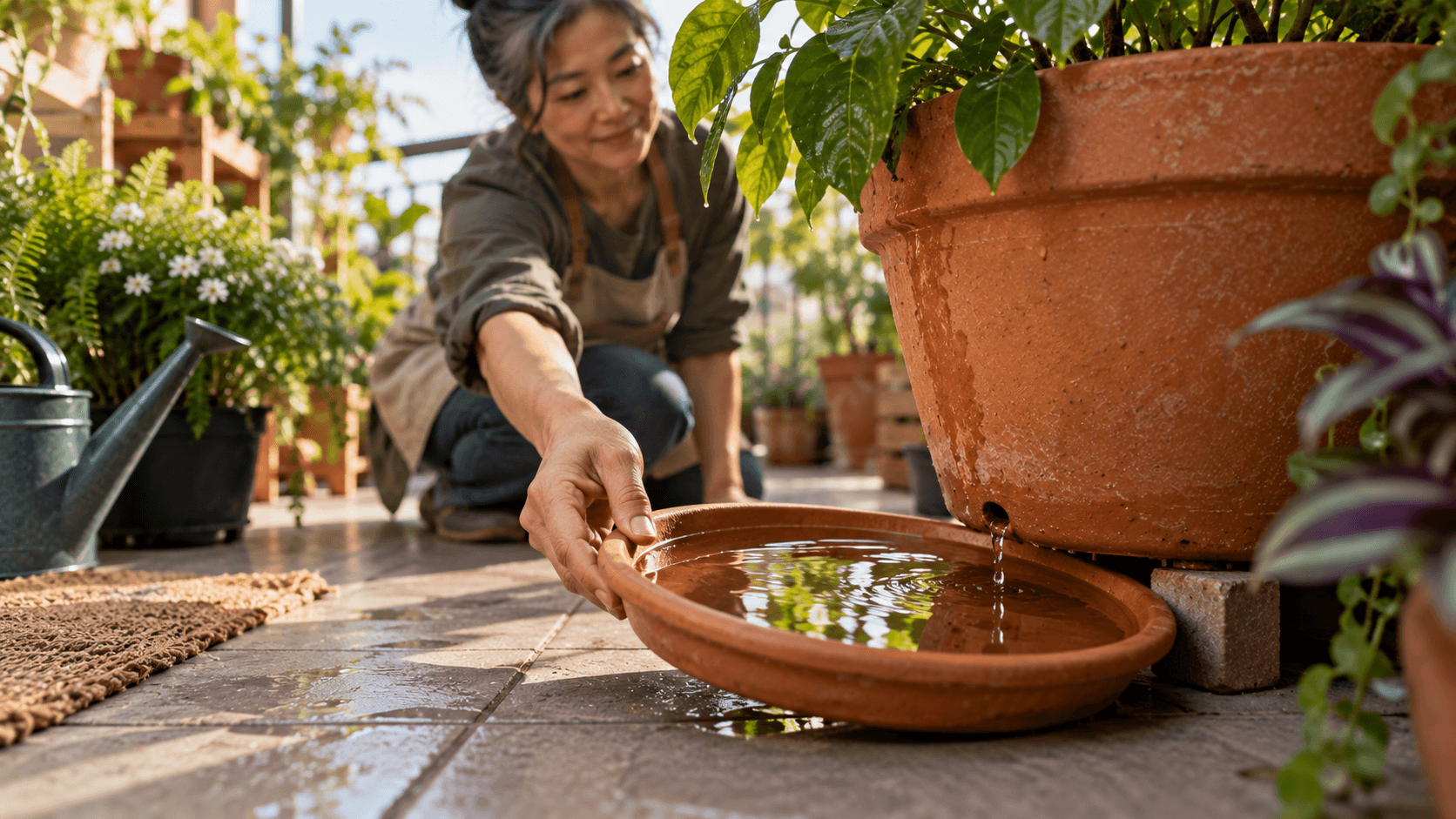 Prato com água embaixo do vaso ajuda ou atrapalha as plantas?